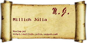 Millich Júlia névjegykártya
